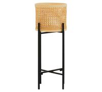 Premier Housewares Create A Charming And Artisanal Touch to Your Decor Elevate Your Living Space Organic Elegance Small Planter Natural Living Rattan with Sl lack Metal Cross Base 26x58x26