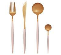 Premier Housewares Cutlery Sets 16 Piece Knife And Fork Set Silver And pink Finish Kitchen Spoons Cutlery Scratch/Rust Resistant Stainless Steel Knives And Forks Set 26 x 4 x 27