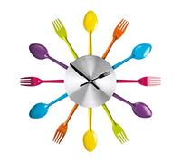 Premier Housewares Modern Cutlery Wall Clock Metal for Kitchen Wall Clock Kitchen Multi-Colour Wall Clock Kitchen Modern Kitchen Clock 5 x 37 x 37 cm