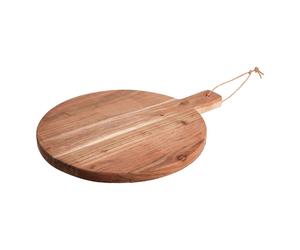 Premier Housewares Dark Brown Small Chopping Board Acacia Wood Brown Boards Wood Round Wooden Chopping Boards Antibacterial Cutting Boards 40 x 3 x 50