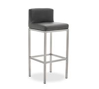 Premier Housewares Dark Grey And Chrome Finish Bar Chair, Dark Grey PU Upholstery, Metallic Base, Contemporary Style Bar Chair, Versatile, W35 x D35 x H84cm