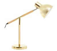 Premier Housewares Desk Lamp Brass Finish Table Lamp Adjustable Arm, Sleek Mid-Century Design Reading Lamp, Ideal For Focused Lighting in Gold And Natural Tone, 16cm x 49cm x 48cm