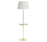 Premier Housewares Desk Lamp LED Shiny Brass Tapered Table Lamp Luxe White And Gold Design For Home And Office Computer Desk Lamp, 45 cm Height (45cm x 151cm x 25cm)