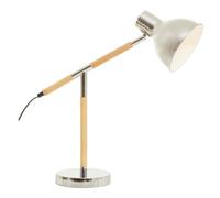 Premier Housewares Desk Lamp Stockholm Chrome Finish Table Lamp Adjustable Arm And Head Reading Lamp, Mid-Century Inspired Design, Silver And Natural, 16x49x48cm