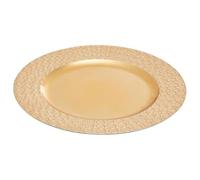 Premier Housewares Dia Gold Charger Plate with Octagon Pattern Rim/Plate Set/Melamine Plates/Dinner Plates/Small Plates/Gold Plates/Serving Plates/Dimensions are w33 x h2 x d33 cm