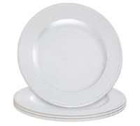 Premier Housewares Dia Silver Charger Plate with Dotted Rim - Decorative Melamine Serving Plate, 33 cm