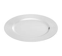 Premier Housewares Dia Silver Charger Plate with Ribbed Rim/Plate Set/Melamine Plates/Dinner Plates/Small Plates/Silver Plates/Serving Plates/Dimensions are w33 x h2 x d33 cm