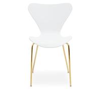 Premier Housewares Dining Chair with White Seat/Tapered Back Dining Chairs/Kitchen Set/Gold Finish Dining Chairs Set of 4/Living Room/Bedroom Chairs/Cover W50 x D46 x H80.5cm.