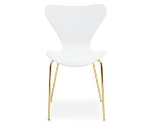 Premier Housewares Dining Chair with White Seat/Tapered Back Dining Chairs/Kitchen Set/Gold Finish Dining Chairs Set of 4/Living Room/Bedroom Chairs/Cover W50 x D46 x H80.5cm.
