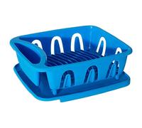 Premier Housewares Dish Rack Durable Dish Drainer Rack Blue Cutlery Drainer With Holes Practical Sink Drainer For Kitchen Draining Board Rack 36 x 31 x 13