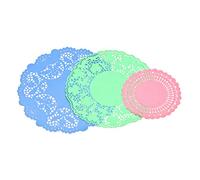 Premier Housewares Doilies 30 Pieces Round Colourful Paper Doilies With Lace Pattern Elegant Doily Three Different Sizes Decor Piece 26 x 26 x 0.5