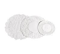 Premier Housewares Doilies 30 Pieces Round White Paper Doilies With Lace Pattern Elegant Doily Three Different Sizes Decor Piece 26 x 26 x 0.5