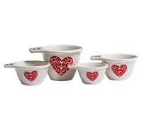 Premier Housewares Dolomite Heart Measuring Cups, Red/Cream, Set of 4