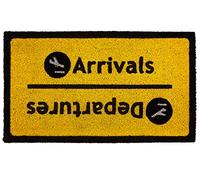 Premier Housewares Arrival Departure PVC Backed Coir Doormat, Yellow
