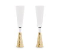 Premier Housewares Drinking Glasses Set Of Two Champagne Glasses with Gold Finish Stem Luxe Appearance Drinking Glasses Cone Shaped Tops 6 x 25 x 6 cm
