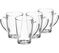 Premier Housewares Durable Clear Tall Glass Coffee Mugs Set Of 4 | Rounded Handle Of Glass Mugs | Versatile Coffee Cups | Light Weight Double Walled Glass Mugs | Compact Glass Cup