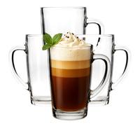 Orsina Durable Clear Tall Glass Mugs Set Of 4, Durable Coffee Mugs, Versatile Coffee Cups, Light Weight Glass Mugs Orsina Clear