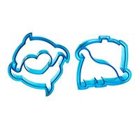Premier Housewares Durable Dinosaur and Dolphin Sandwich Cutters | Simple to Use Biscuit Cutters for Snacks | Dishwasher Safe Cookie Cutters for Baking | Versatile Pastry Cutters