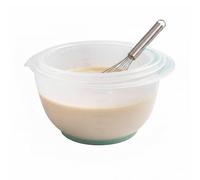 Premier Housewares Durable Set of Three Bowls | Clear Surface Small Salad Bowl for Dining Table | Built in Measurement Scale Fruit Bowl for Breakfast | Green Tint Dessert Bowl