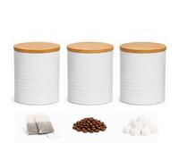 Orsina Durable Set Of Three White Cannisters, Stylish Design Kitchen Cannisters, Secured Storage Cannister Set