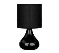 Premier Housewares E14 40 W Small Edison Screw with Bulbus Ceramic Table Lamp in Fabric Shade - Black