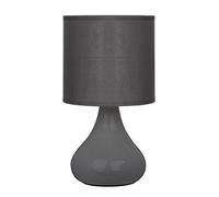 Premier Housewares E14 40 W Small Edison Screw with Bulbus Ceramic Table Lamp in Fabric Shade - Grey,H26 x W14 x D14cm