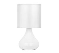 Premier Housewares E14 Small Edison Screw Bulbus Ceramic Table Lamp with Fabric Shade, 40W - White,H26 x W14 x D14cm