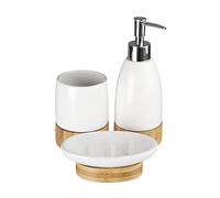 Premier Housewares Earth Bathroom Set, White/Bamboo, 3-Piece