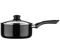 Premier Housewares Ecocook Saucepan with Glass Lid, Non Stick Induction Pans, Black - 20cm