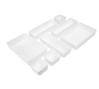 Premier Housewares Eight Piece Drawer Set Organizer Clear Plastic Multifunctional Storage Solution Makeup Organizer Lid Organizer Makeup Drawer 8 x 24x 15