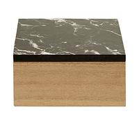 Premier Housewares Elegant Black Marble Effect Trinket Box|Spacious Wooden Trinket Box With Natural Base|Modern Square Shaped Jewelry Box With Lid|Ideal For Organizing Jewelry