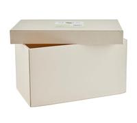 Premier Housewares Elegant Cream Faux Leather CD Storage Box | Versatile Box For Storage | Lightweight Storage Box With Lids For Living Room | Portable Storage Box For CD