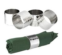 Premier Housewares Elegant Set Of Four Silver Finish Napkin Rings | Versatile Design Napkin Rings For Kitchen Napkin Holder | Easy To Care Kitchen Accessory