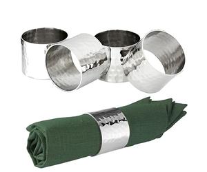 Premier Housewares Elegant Set Of Four Silver Finish Napkin Rings | Versatile Design Napkin Rings For Kitchen Napkin Holder | Easy To Care Kitchen Accessory