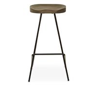Premier Housewares Elm Wood Bar Stool, Ergonomic Design, Industrial Design, Sl nd Sturdy, Elm Wood Seat, Black Finish Metal Frame, Modern Retro Style, Bar Stool Dimensions W44 x D47 x H78cm.