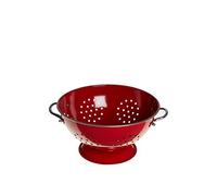 Premier Housewares 508555 Enamel Retro Colander Bowl Stainless Steel Pasta Strainer Red Rice strainer for Cooking Sives for Cooking Pasta Drainer, H13 x W23 x D23cm