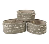 Premier Housewares English Words Oval Storage Hampers, Natural, Set of 3