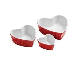 Premier Housewares Essentials By Premier Amour Red Stoneware Heart Shape Dishes