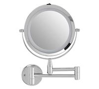 Premier Housewares Extendable LED Wall Mirror, Bathroom, Shaving, Chrome Iron
