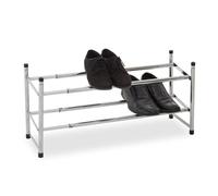 Premier Housewares Extendable Shoe Rack | Two Tier Shoe Stand | Angled Shelves of Shoe Racks Storage | Spacious Under Stairs Shoe Storage Stackable Shoes Organiser