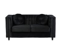 Premier Housewares Farah 2 Seat Black Velvet Sofa
