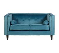Premier Housewares Felisa 2 Seat Blue Velvet Sofa