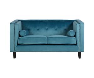Premier Housewares Felisa 2 Seat Blue Velvet Sofa