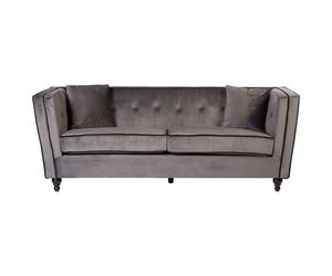 Premier Housewares Ferris Grey Velvet 3 Seat Sofa
