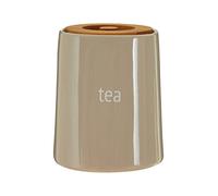 Premier Housewares Fletcher Tea Canister - Beige, H14 x W12 x D12cm