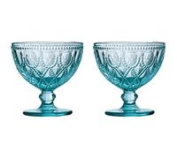 Orsina Elegant Set Of Two Blue Glass Sundae Dishes, Durable Sundae Glasses For Desserts, Versatile Ice Cream Bowls