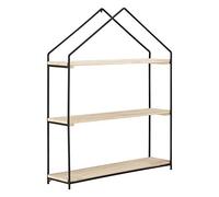 Premier Housewares Floating Shelf, Iron, Paulownia Wood, Black/Natural, One Size