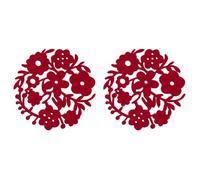 Premier Housewares Flower Design Placemats - Set of 2, Red
