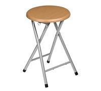 Premier Housewares Folding Chair Rubberwood Stool Chair Foldable Chair Silver Legs Retractable Stool Folding Chairs Indoor Folding Bar Stool 45x30x30