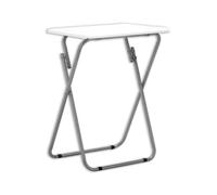 Premier Housewares Folding Camping Table - Foldable Outdoor For Drink Coffee - Lightweight Small Picnic Camp - White Collapsible